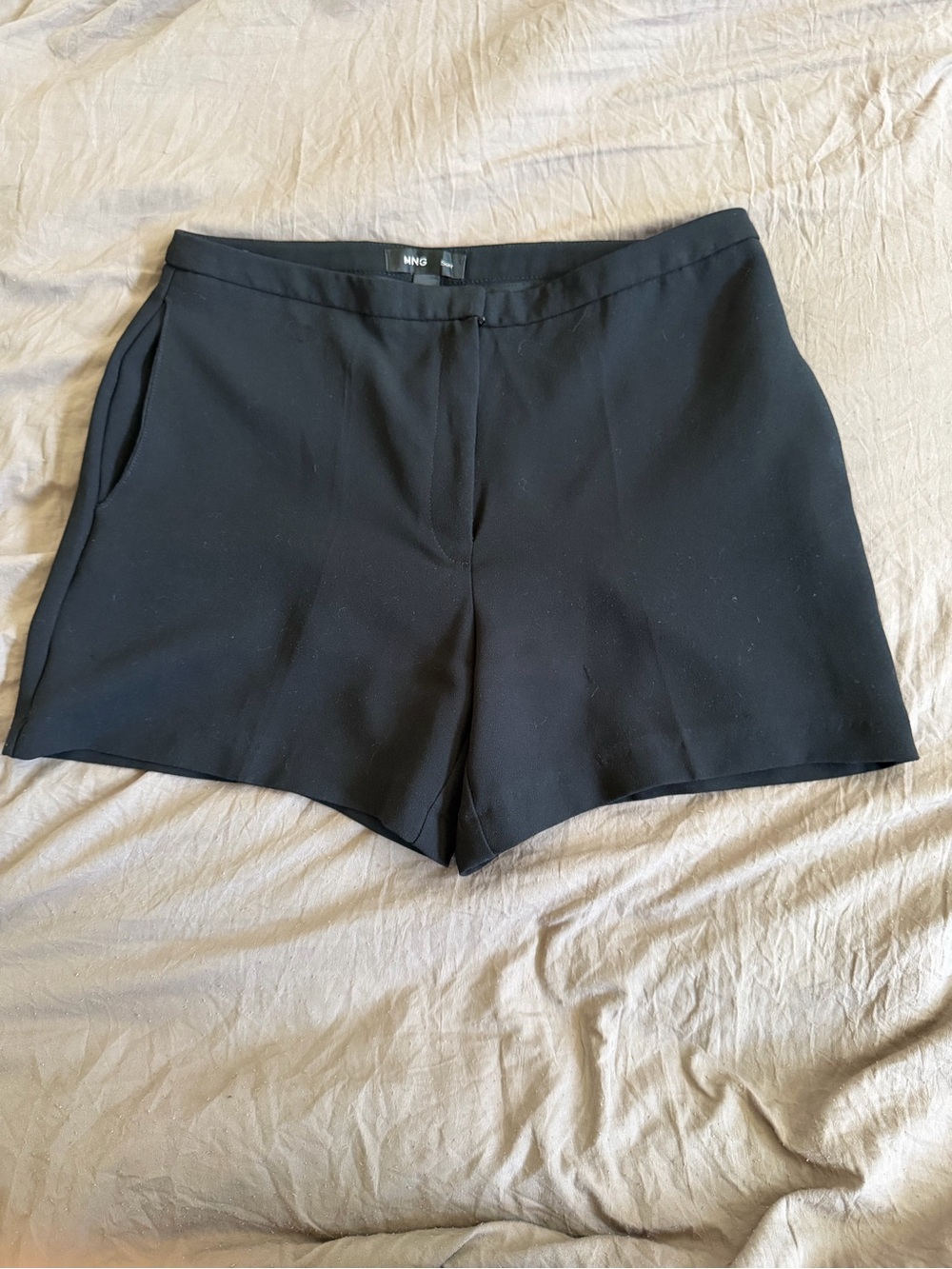 Mango Black High-Waist Tailored Shorts